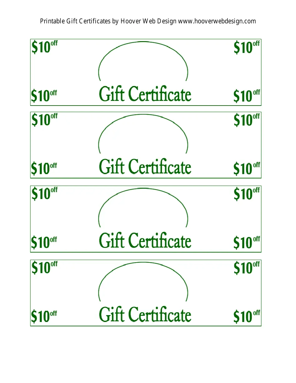 10 Dollars Off Gift Certificate Templates Download Printable PDF 