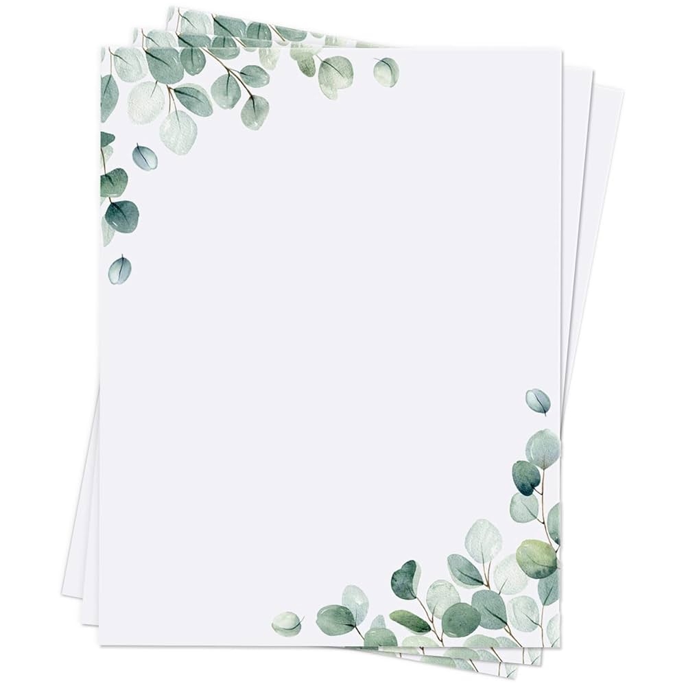 150 Sheets Green Stationery Paper Decorative Border Design Paper Green Letter Head Paper Sheets Theme Paper Stationery Decorative Printer Paper 
