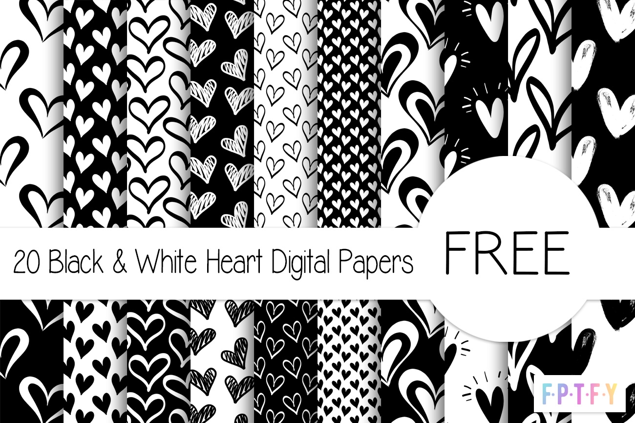 20 Free Black And White Heart Digital Papers Free Pretty Things 