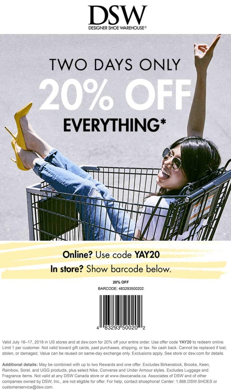 20 Off Printable Coupons For Shoes Dsw Coupon Shoe Dept Coupon 