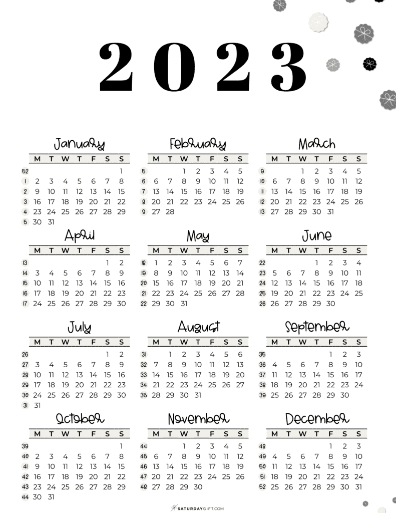 2023 Calendar Printable Cute amp Free 2023 Yearly Calendar Templates