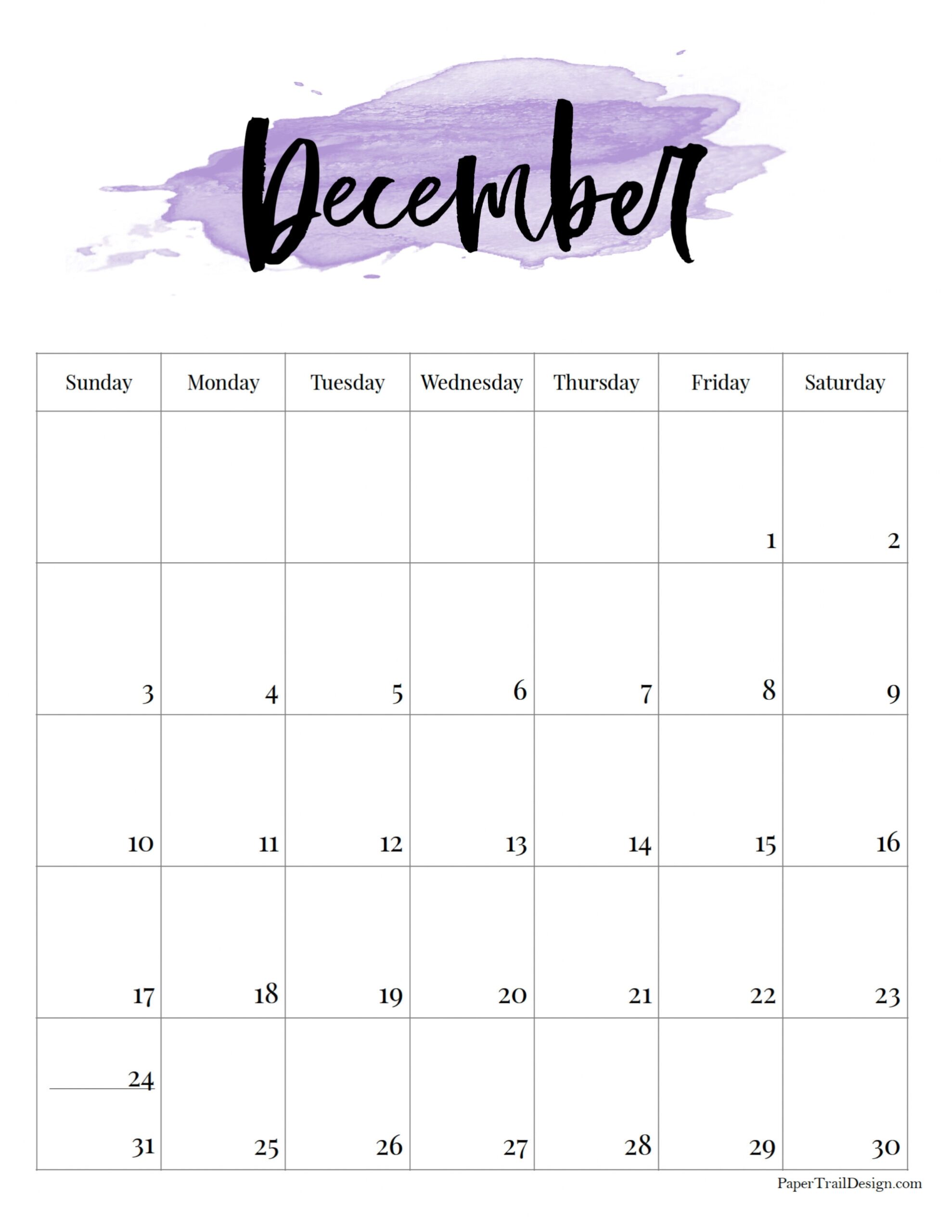 2023 Printable Calendar Watercolor Paper Trail Design
