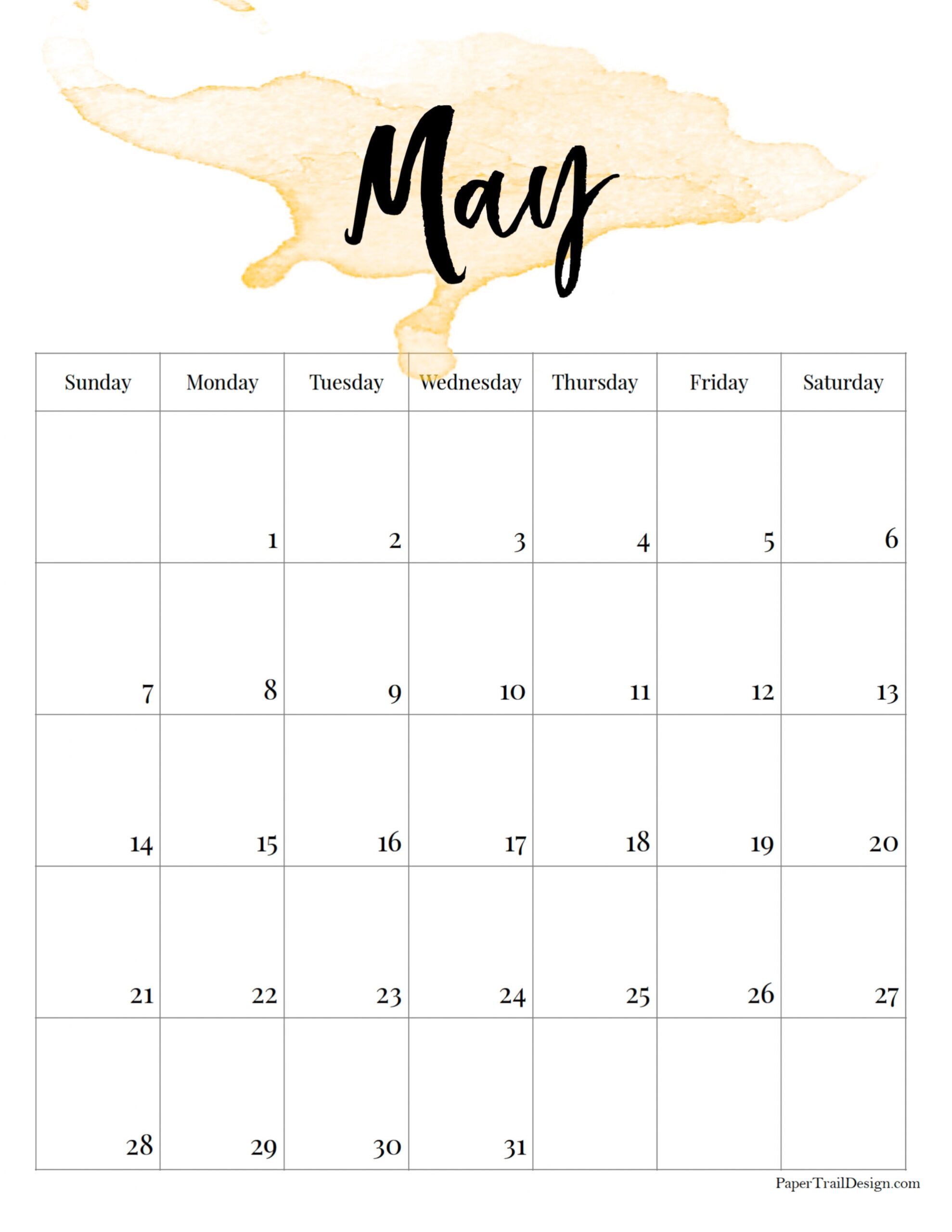 2023 Printable Calendar Watercolor Paper Trail Design