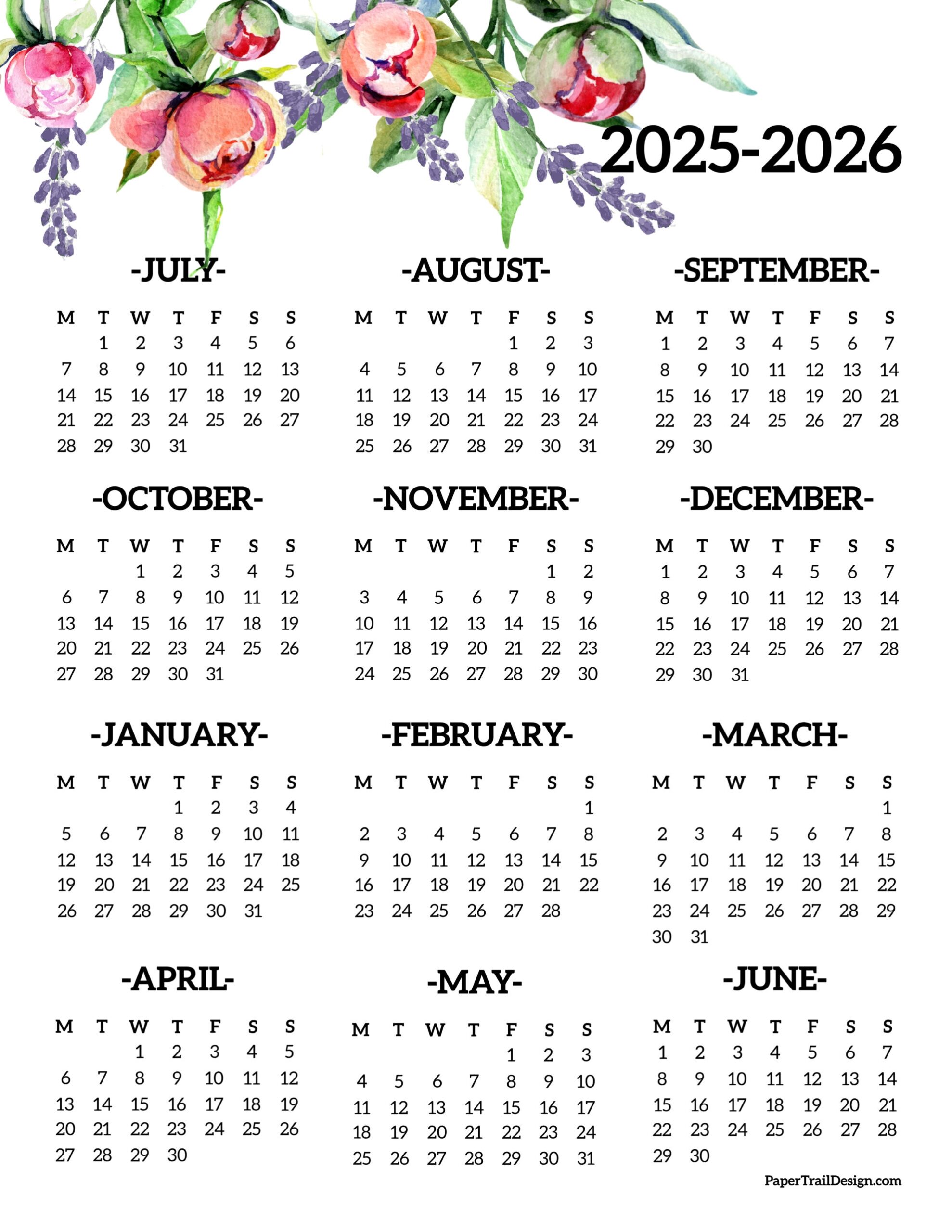 2026 Calendar Printable Papertraildesign