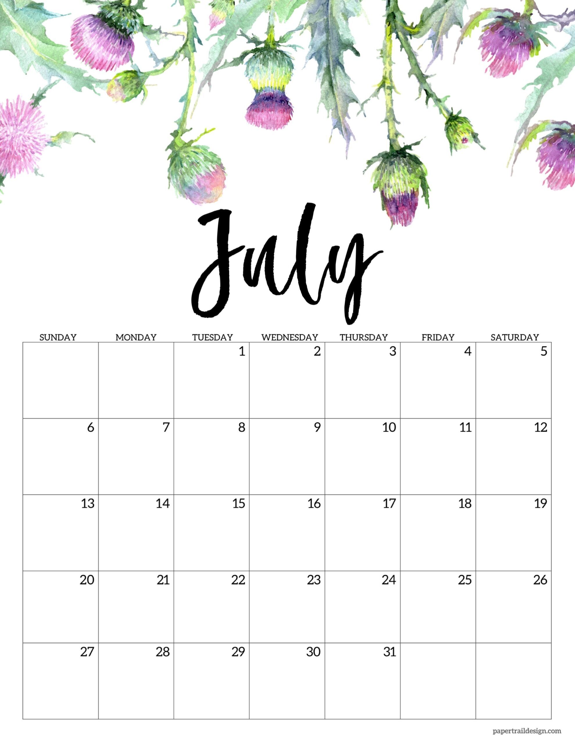 Papertraildesign Year 2025 Calendar Printable Holiday