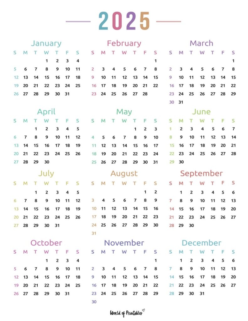 2025 Year Calendars 70 Best Printables World Of Printables