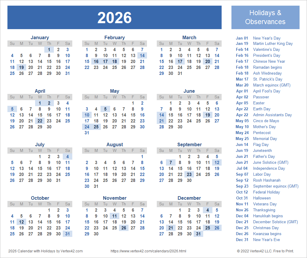 Design Printable Calendar 2026