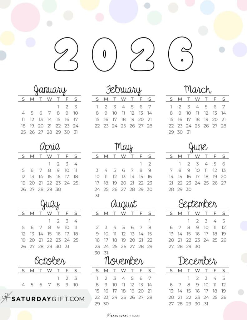 Printable 2026 Calendars Free Printable Pdf