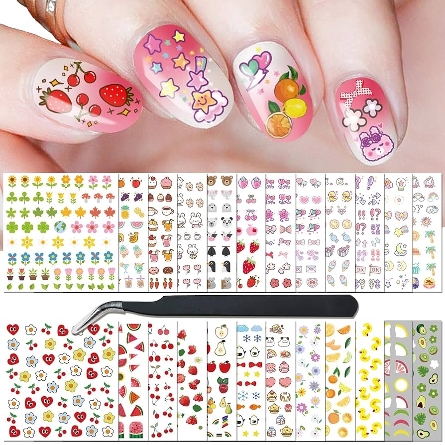 24 Bl tter Nagelsticker Nagelaufkleber Nagelkunst F r Frauen M dchen Kinder S e Dekoration DIY Nageldesign Nageltattoos 1000 St ck Amazon de 