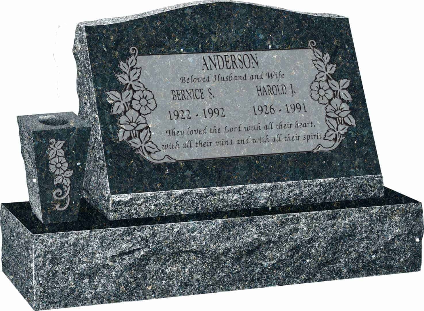 24 X 10 X 16 Serp Top Slant Headstone Polished Front And 