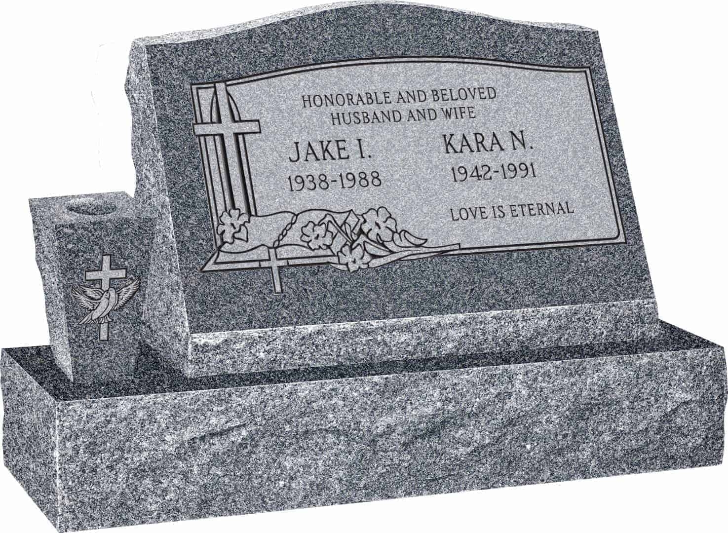 24 X 10 X 16 Serp Top Slant Headstone Polished Front And 