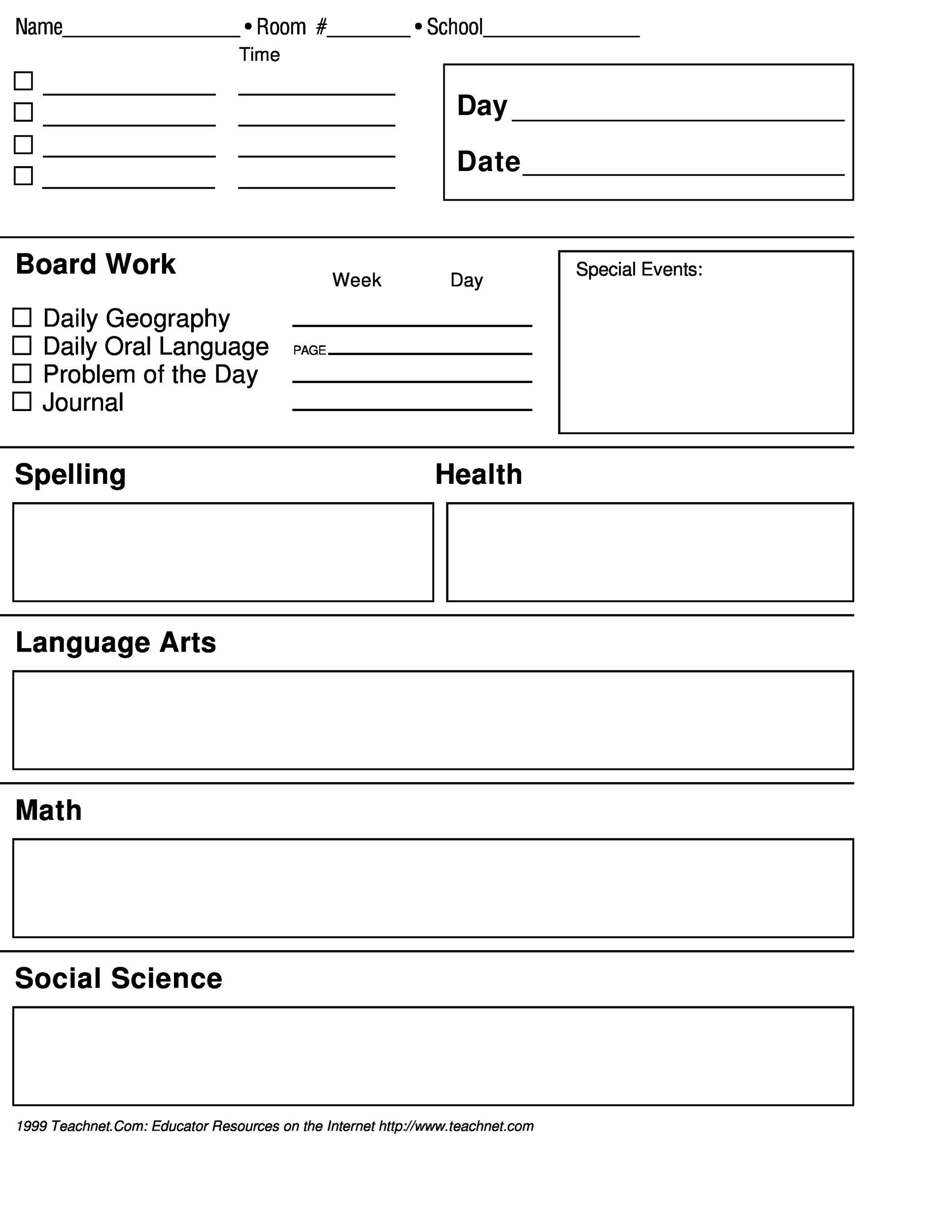 Printable Backward Design Template