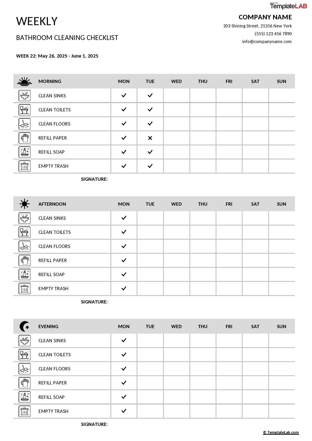 42 Printable Bathroom Cleaning Checklists Word PDF Excel 