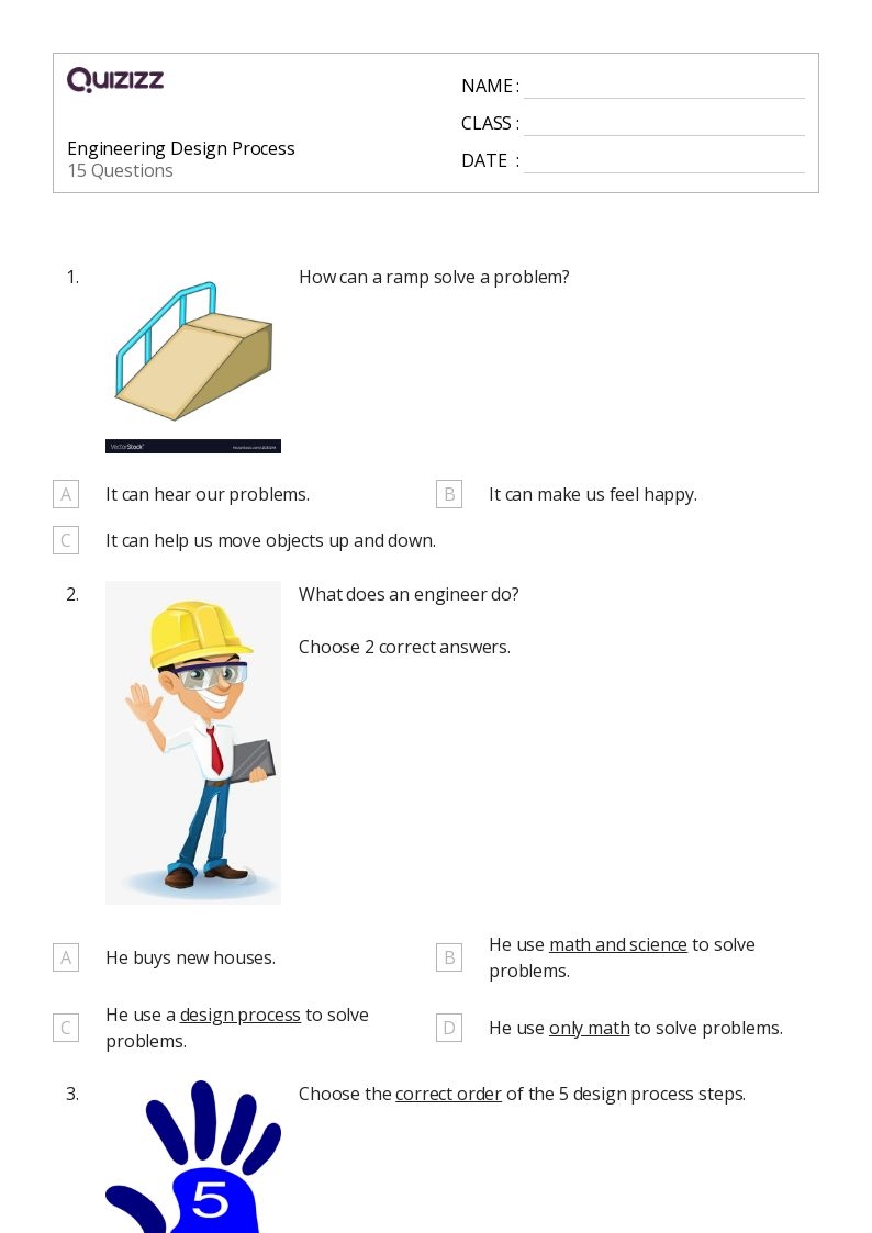 50 Engineering Design Worksheets For 1st Class On Quizizz Free 