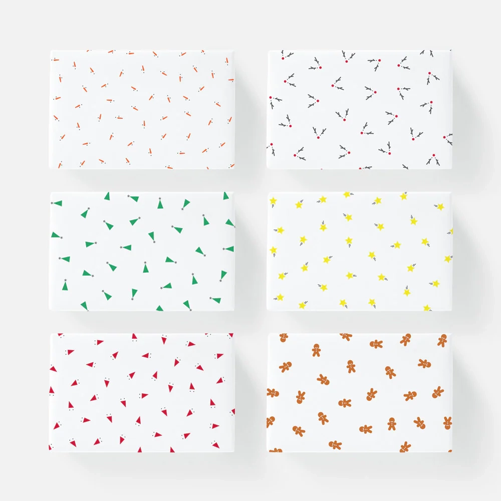 6 X CHRISTMAS Minimal Designer Gift Wrap Printable Wrapping Paper A4 amp A3 DIY With Instant Download For Last minute Xmas