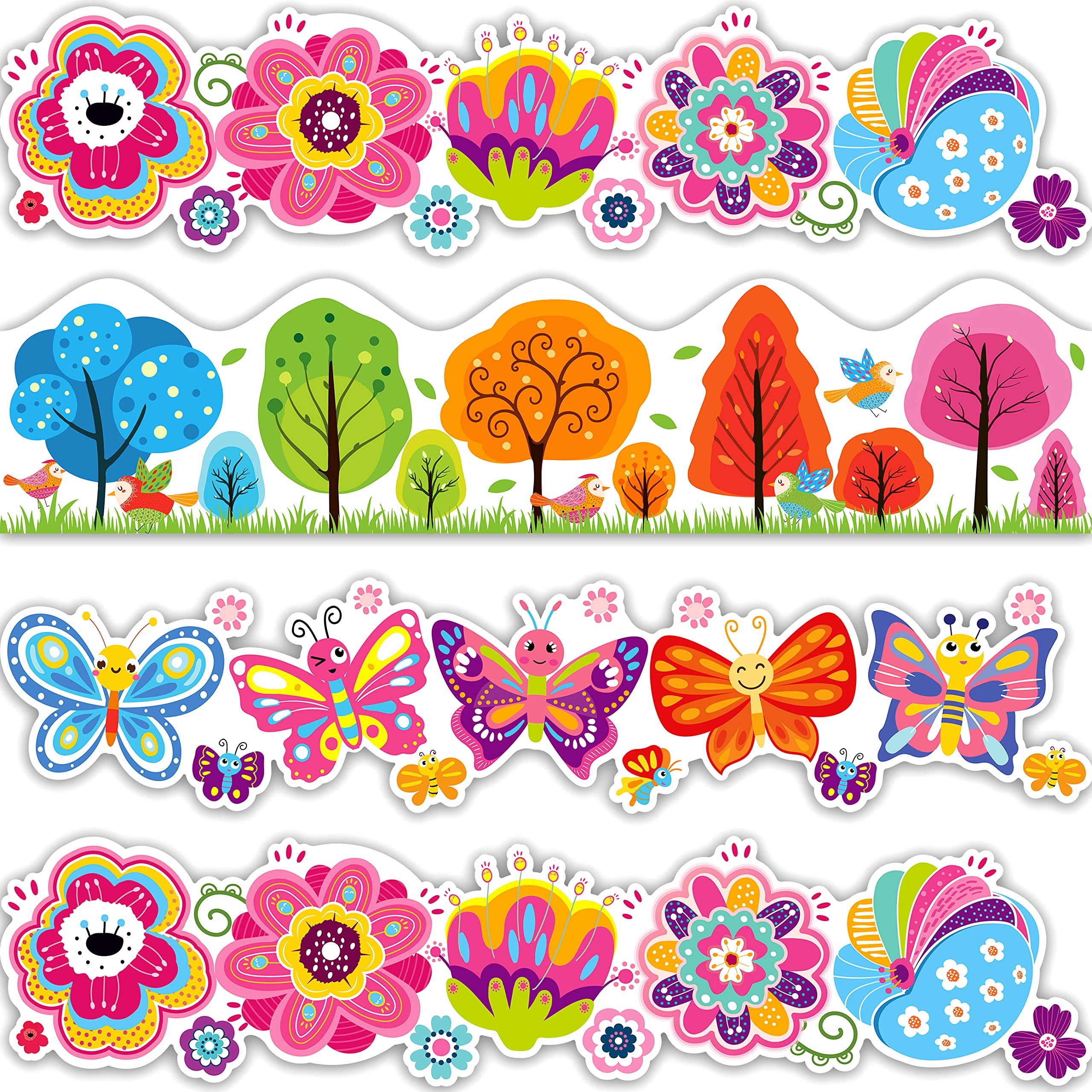 60 Pieces Spring Bulletin Board Border Decoration Colorful Flower 