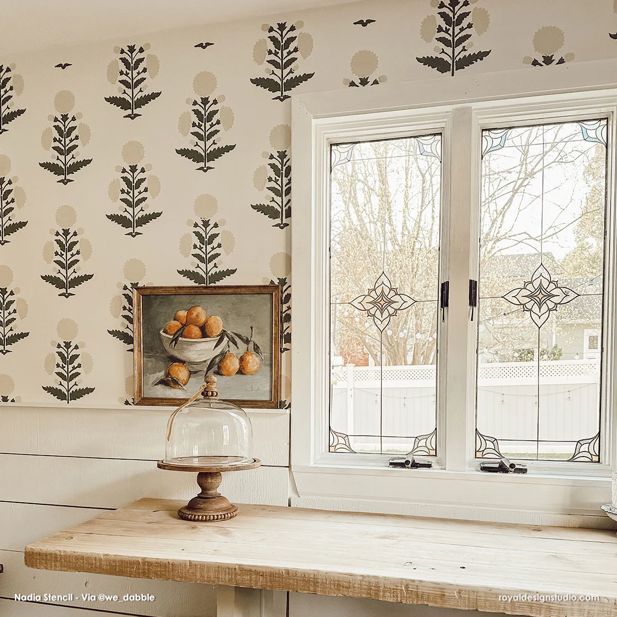 Amazing Floral Block Print Pattern Wall Stencil Custom DIY Walls Decor