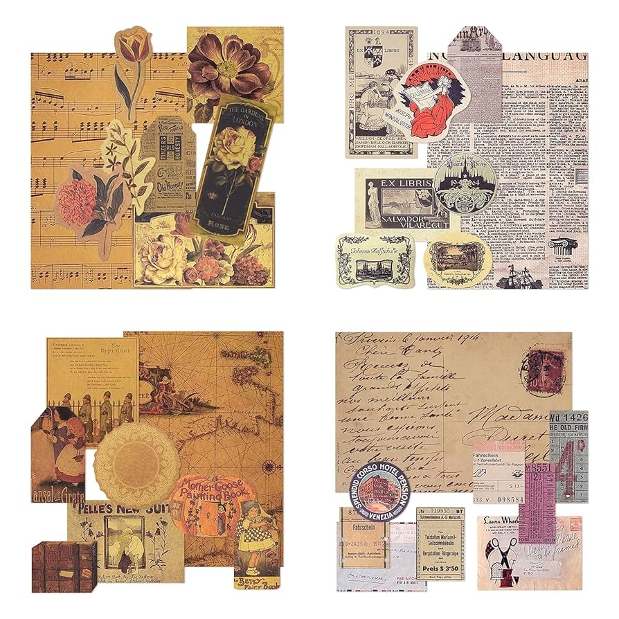 Amazon 4 Packs Vintage Pattern Paper Set Scrapbook Paper 