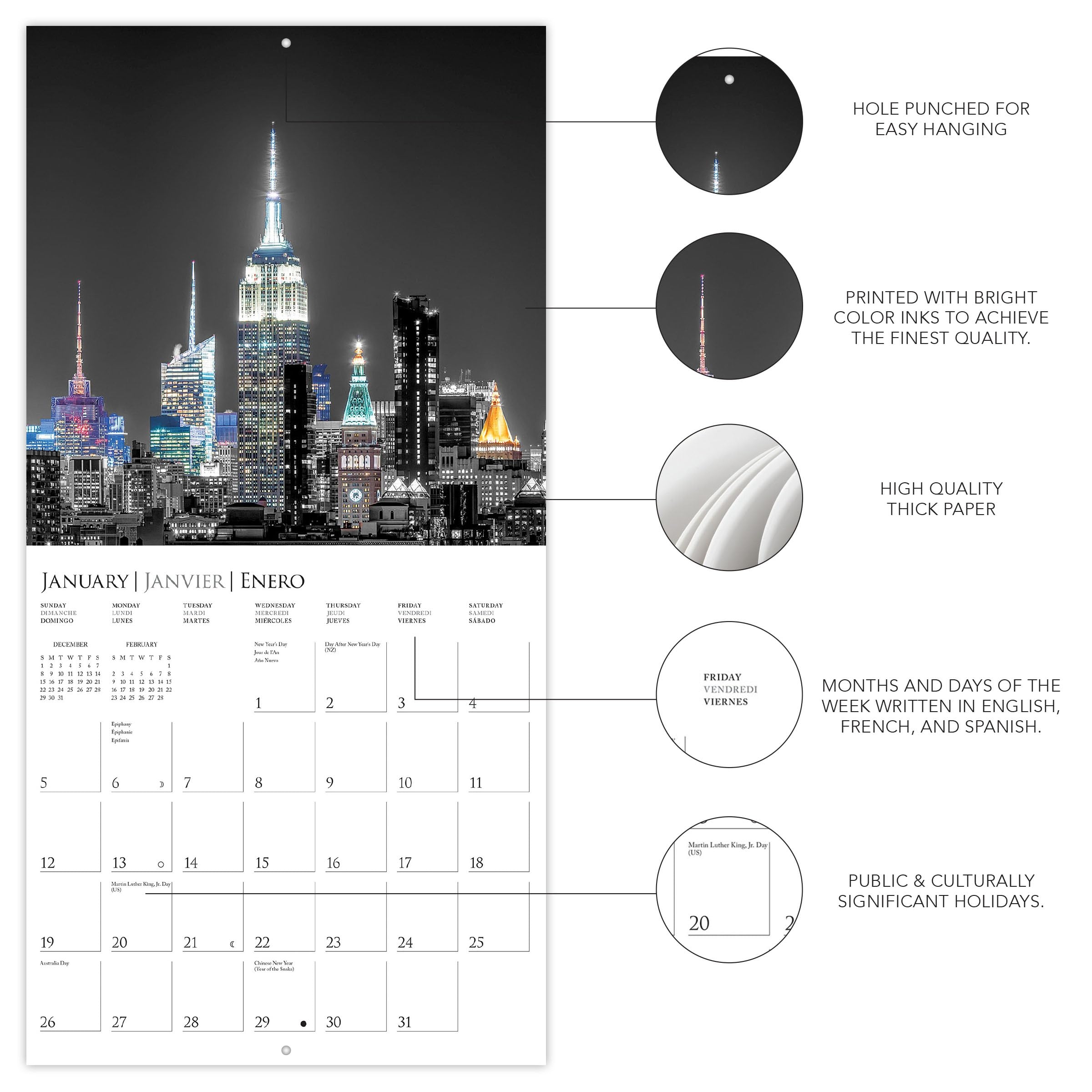 Amazon Graphique 2025 New York Glitz Wall Calendar 12 X 12 