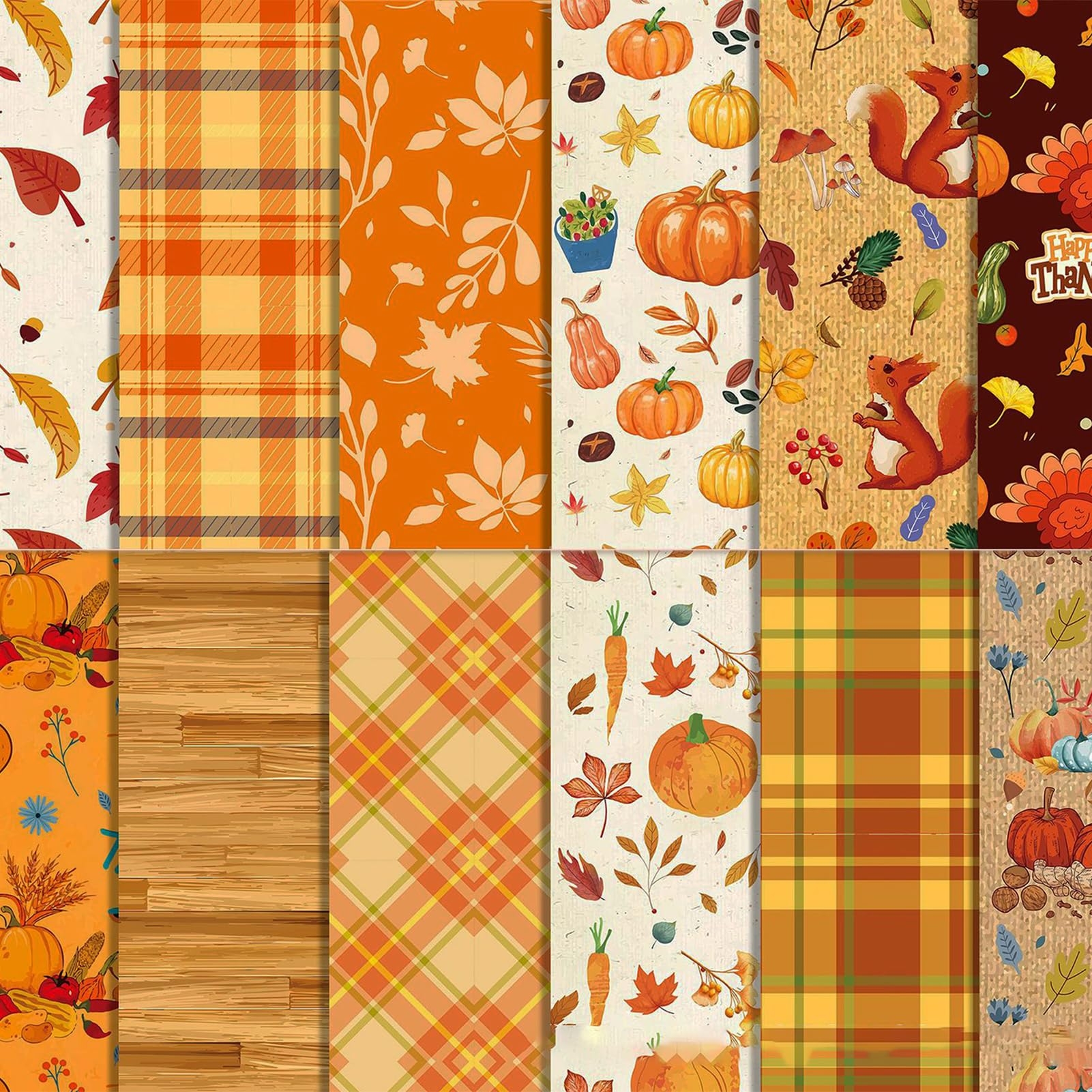 Amazon Qpout 24 Sheets Fall Thanksgiving Pattern Paper Pack 