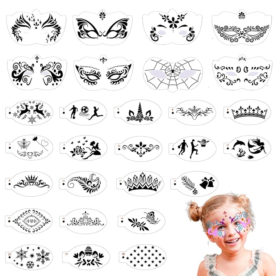 Amazon Twpribarn 28 Pcs Face Paint Stencils Kits Face 