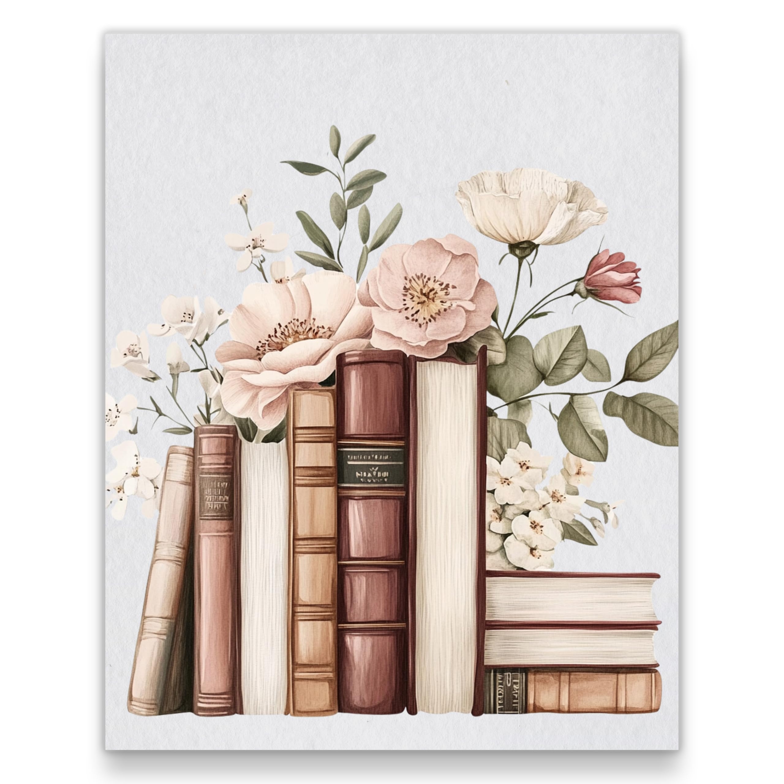 Amazon Vintage Floral Stack Of Books Wall Art 8x10 UNFRAMED 