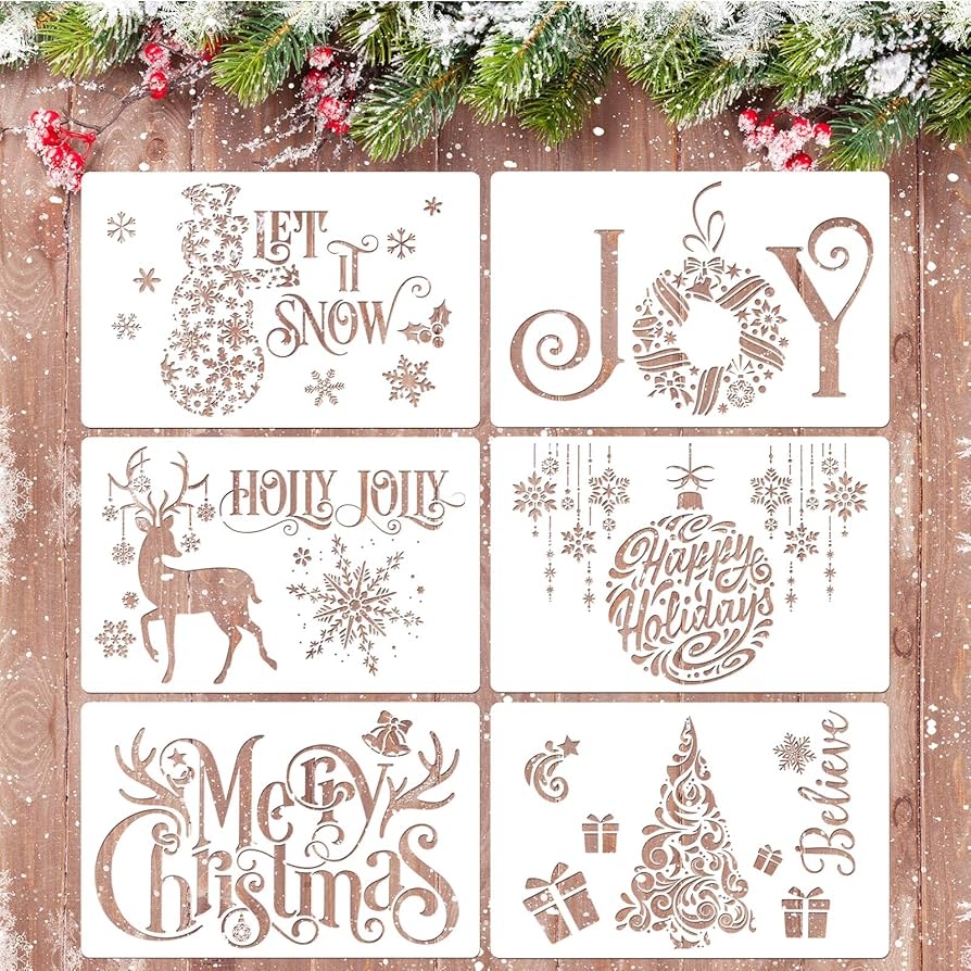 Amazon Whaline 6Pcs Christmas Stencils Template Reusable 
