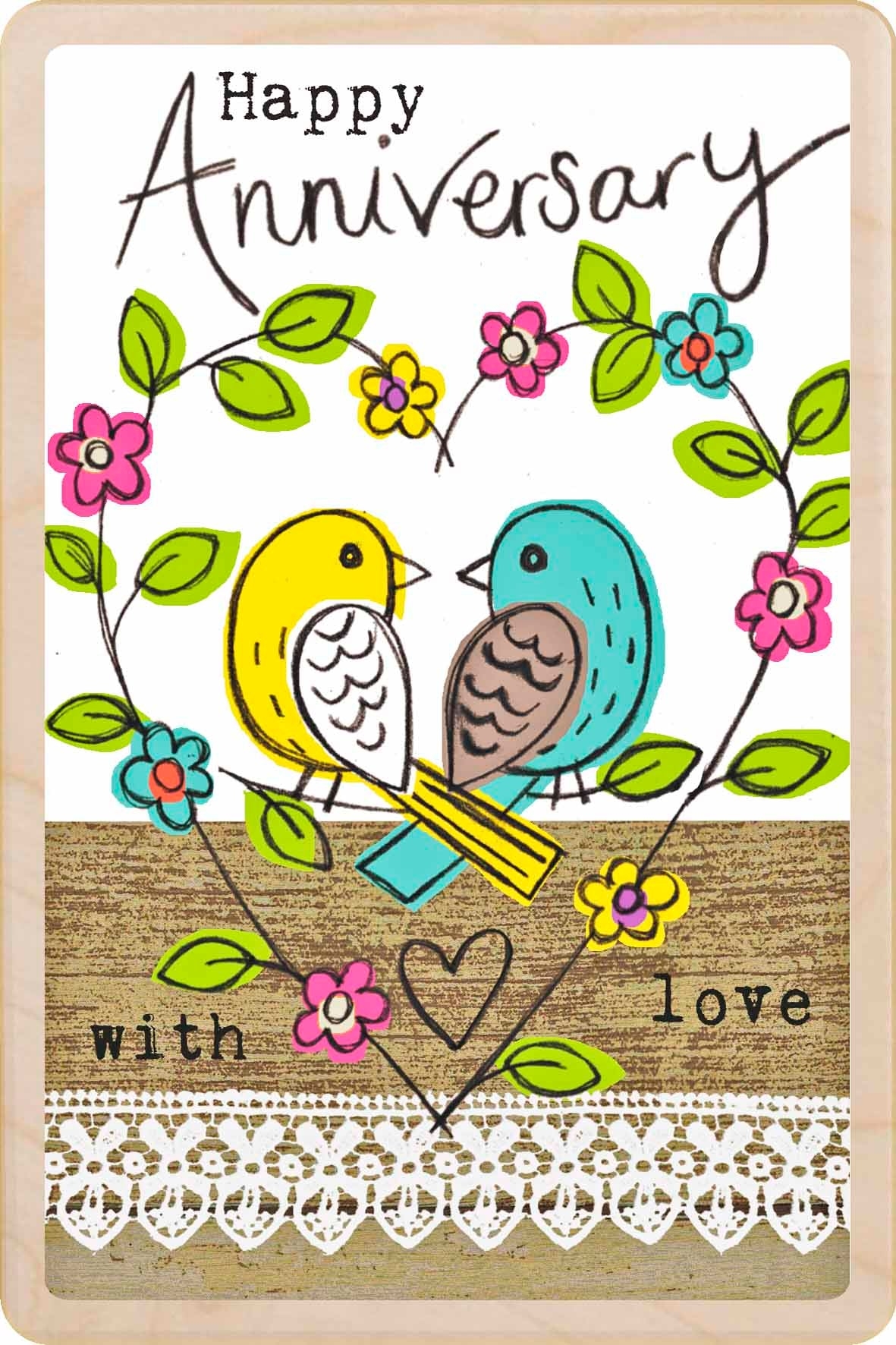 Anniversary Card Sarah Kelleher Design THE WOODEN POSTCARD COMPANY