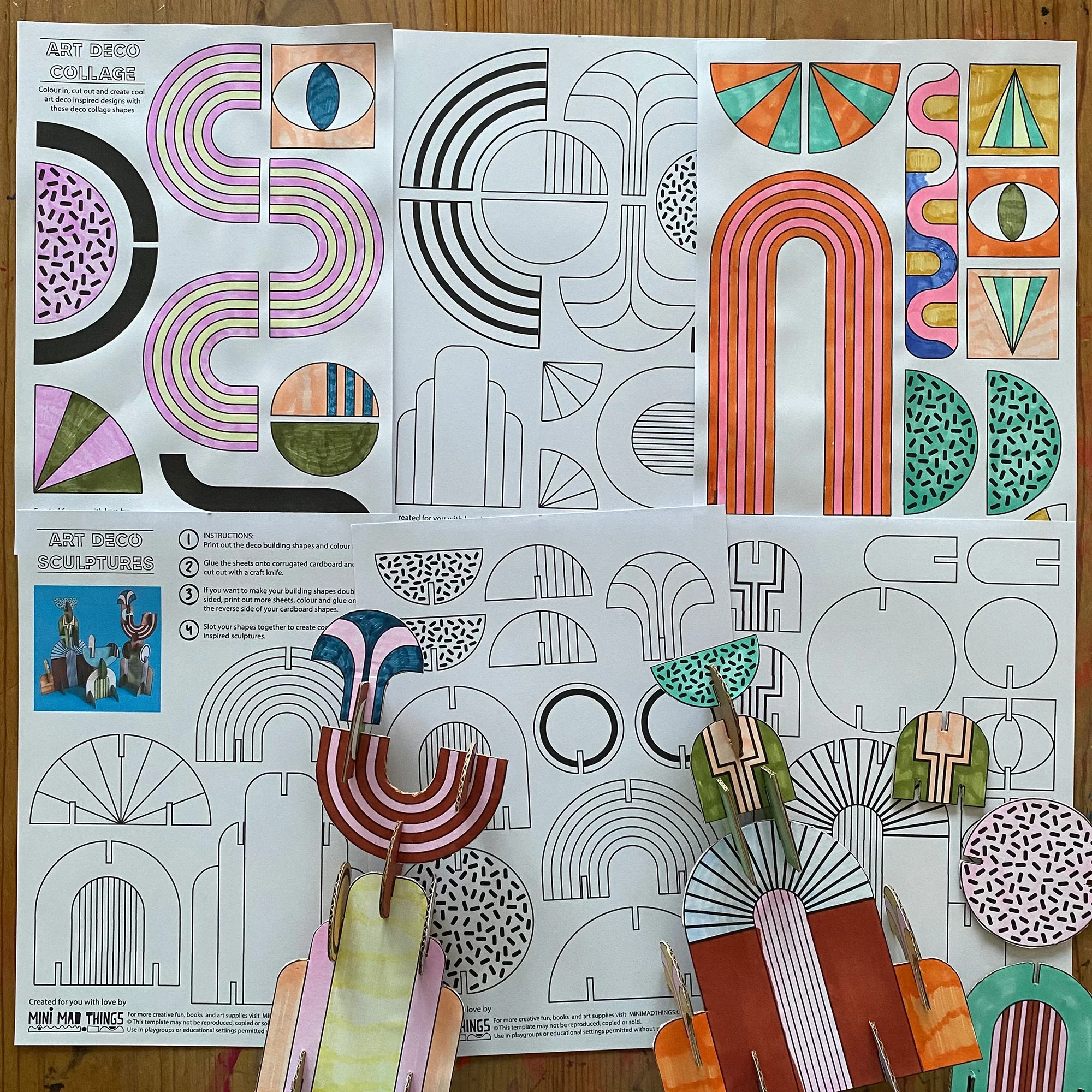 Art Deco Shapes Printable Activity Sheets Mini Mad Things