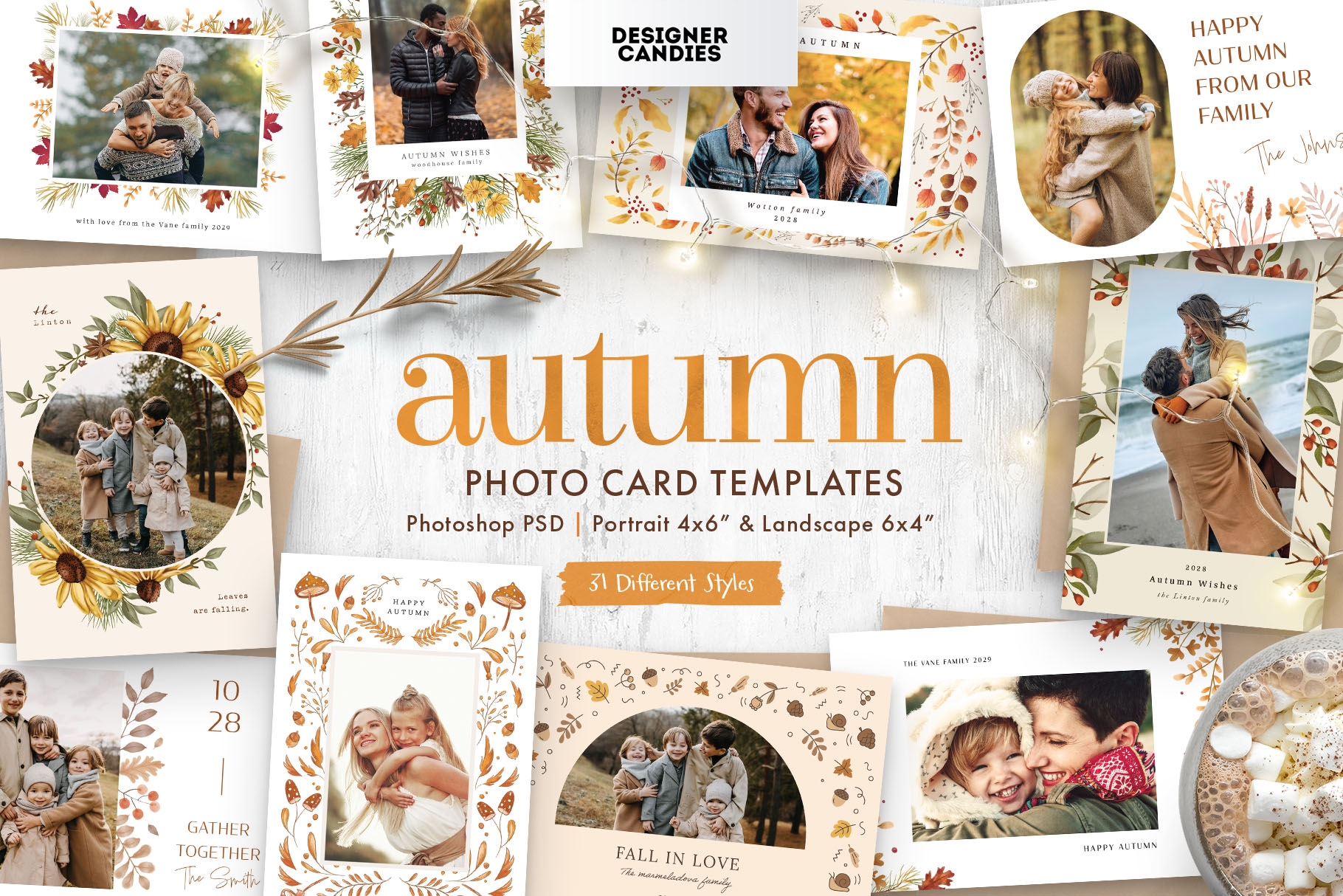 Autumn Fall Photo Card Templates Bundle PSD BrandPacks