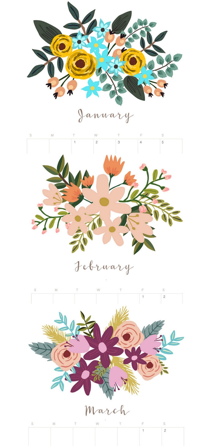 Beautiful Floral 2019 Calendar amp Monthly Planner Free Printables 