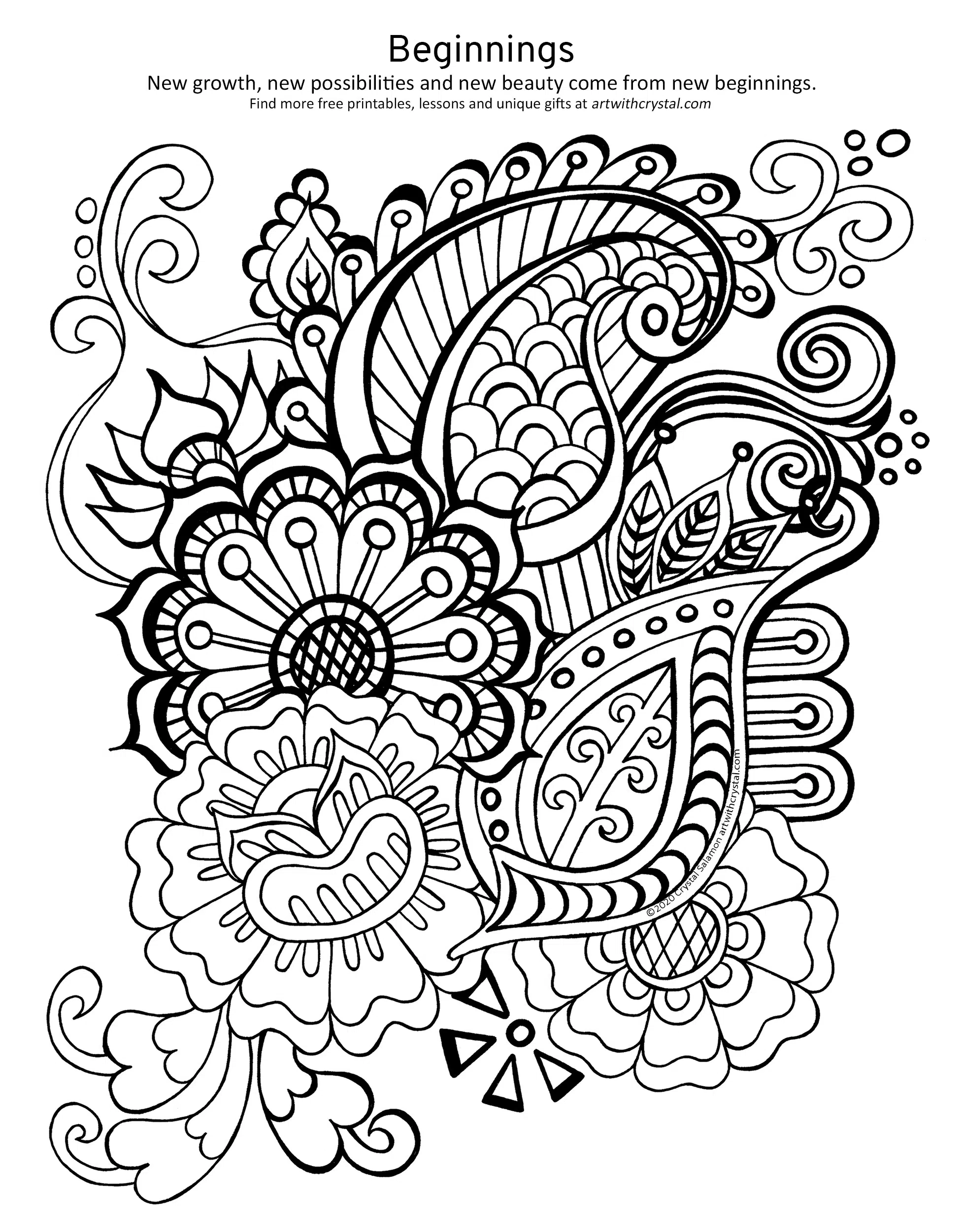 Beginnings Free Printable Henna Design Colouring Page Art With Beginnings Free Printable Henna Design Colouring Page Art With