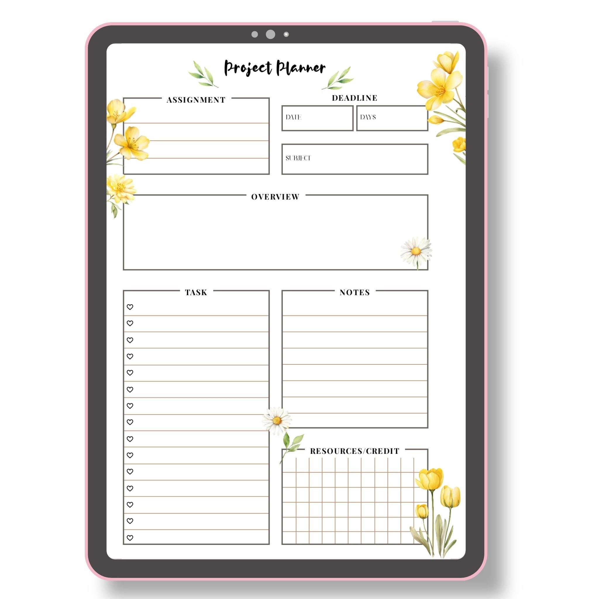 Best Printable Project Planner A5 PDF Spring Design