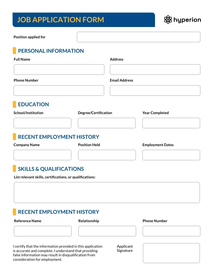Professionally Designed Printable Form Templates