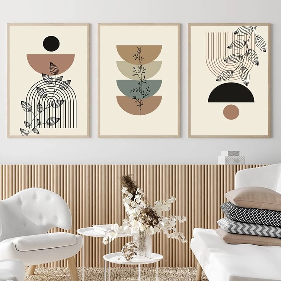 Boho Wall Art Abstract Gallery Wall Decor Set Boho Wall Art 
