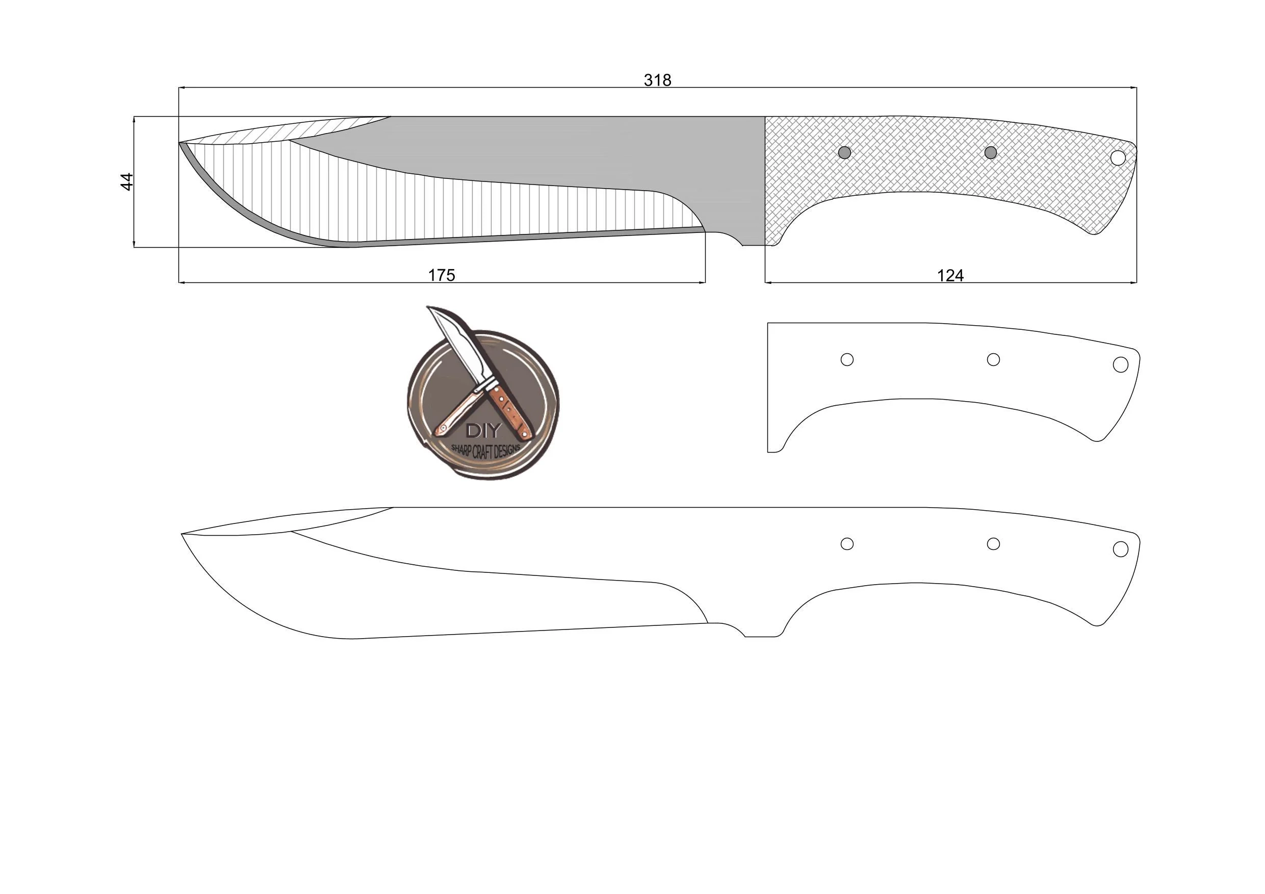 Bowie Knife Template For Diy Knife Makers Pdf Dwg Dxf Digital 