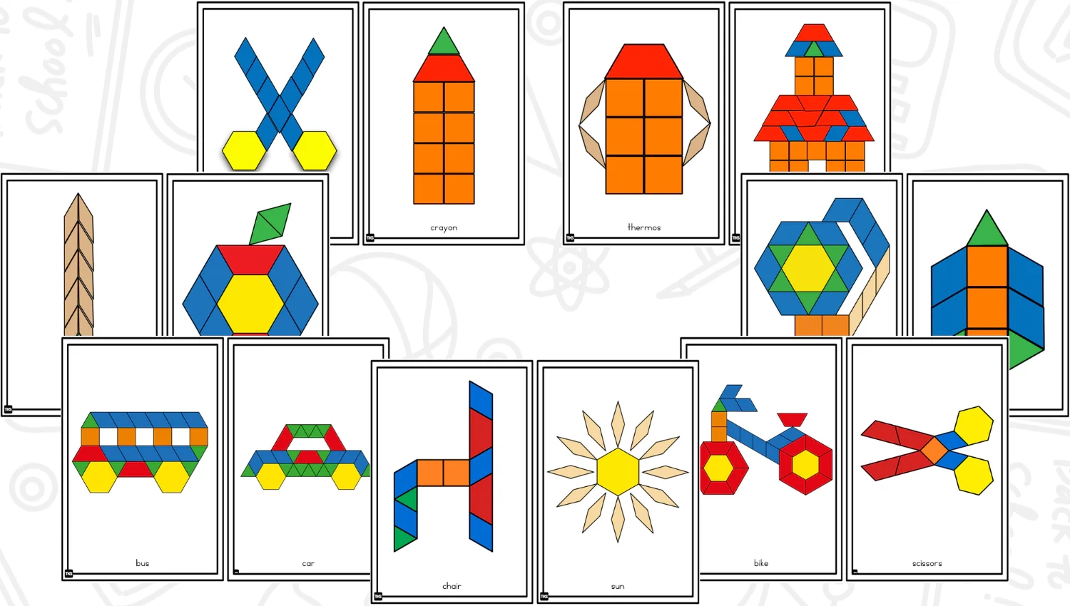 Build It Up August Back To School Pattern Block And Counting Cube 