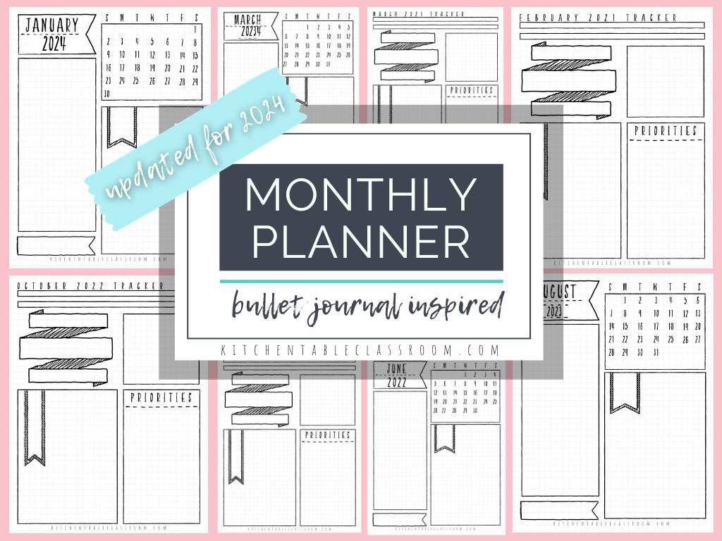 Bullet Journal Monthly Spread Planner Pages Printables For All Of 