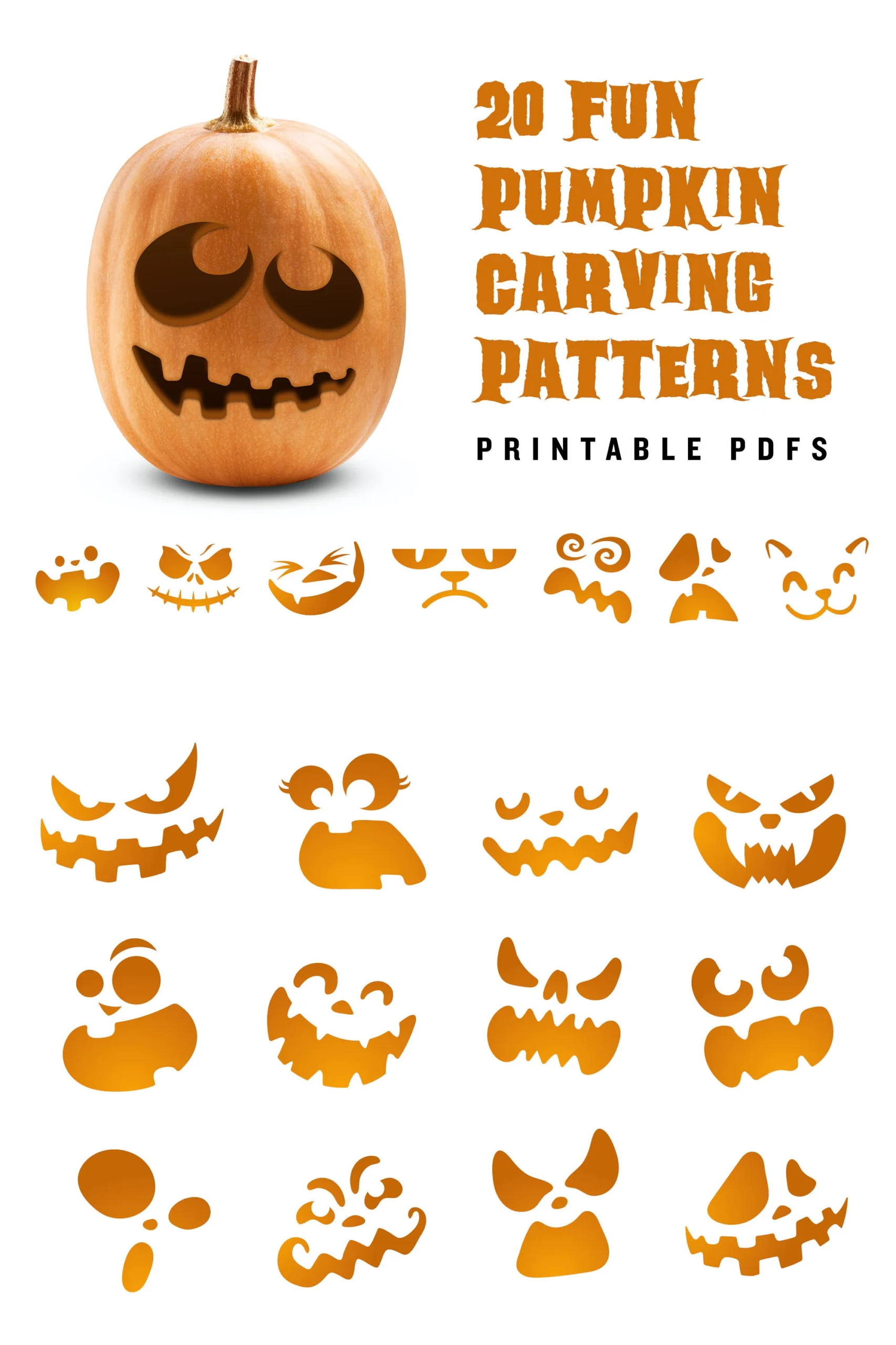 Buy 20 Printable Jack o lantern Pumpkin Carving Patterns For 