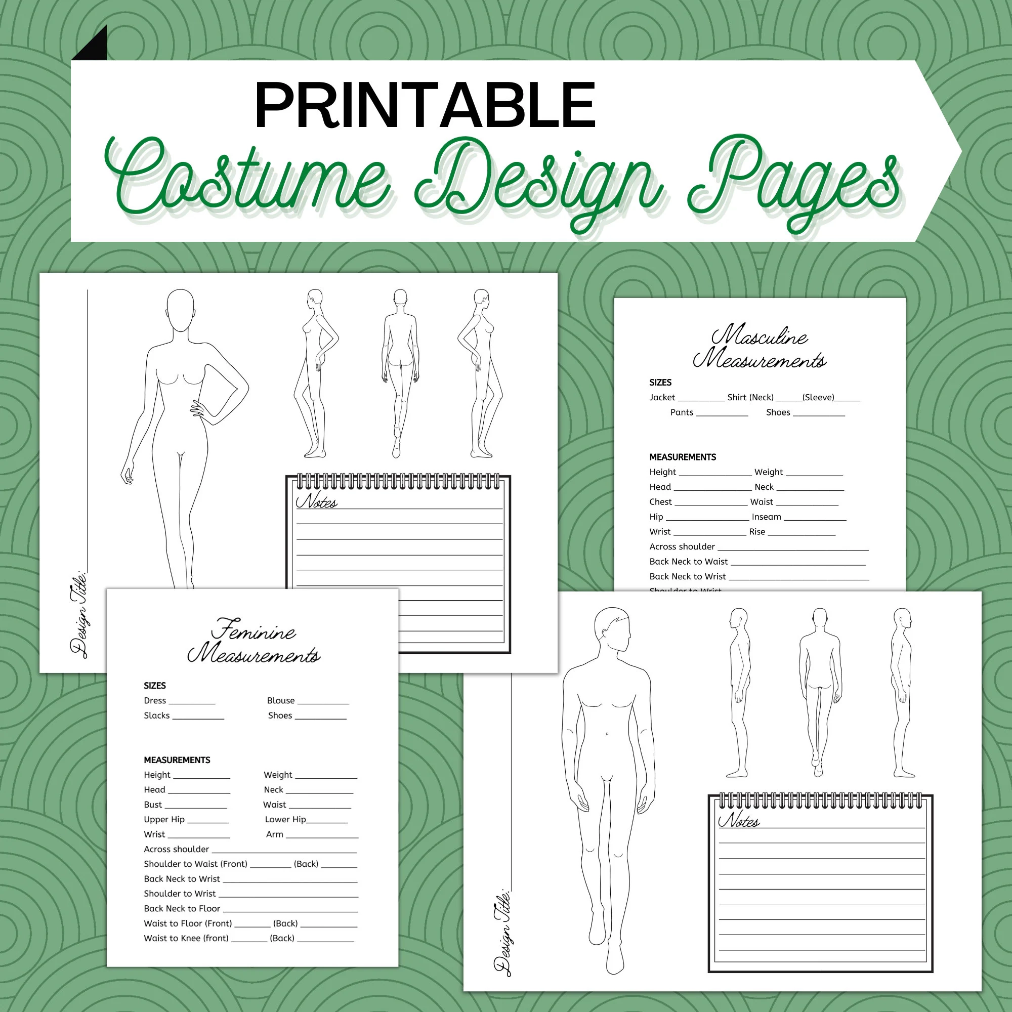 Buy Printable Fillable Costume Fashion Drawing Design Journal 