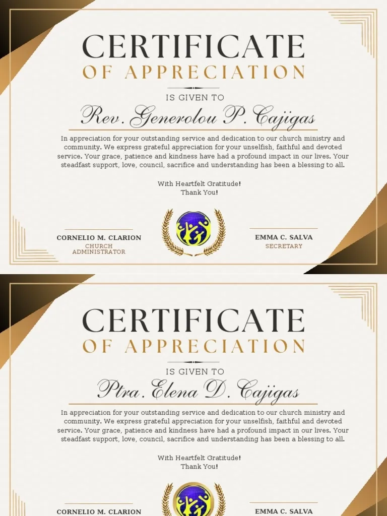 Printable Preacher Certificate Design For Appreciation