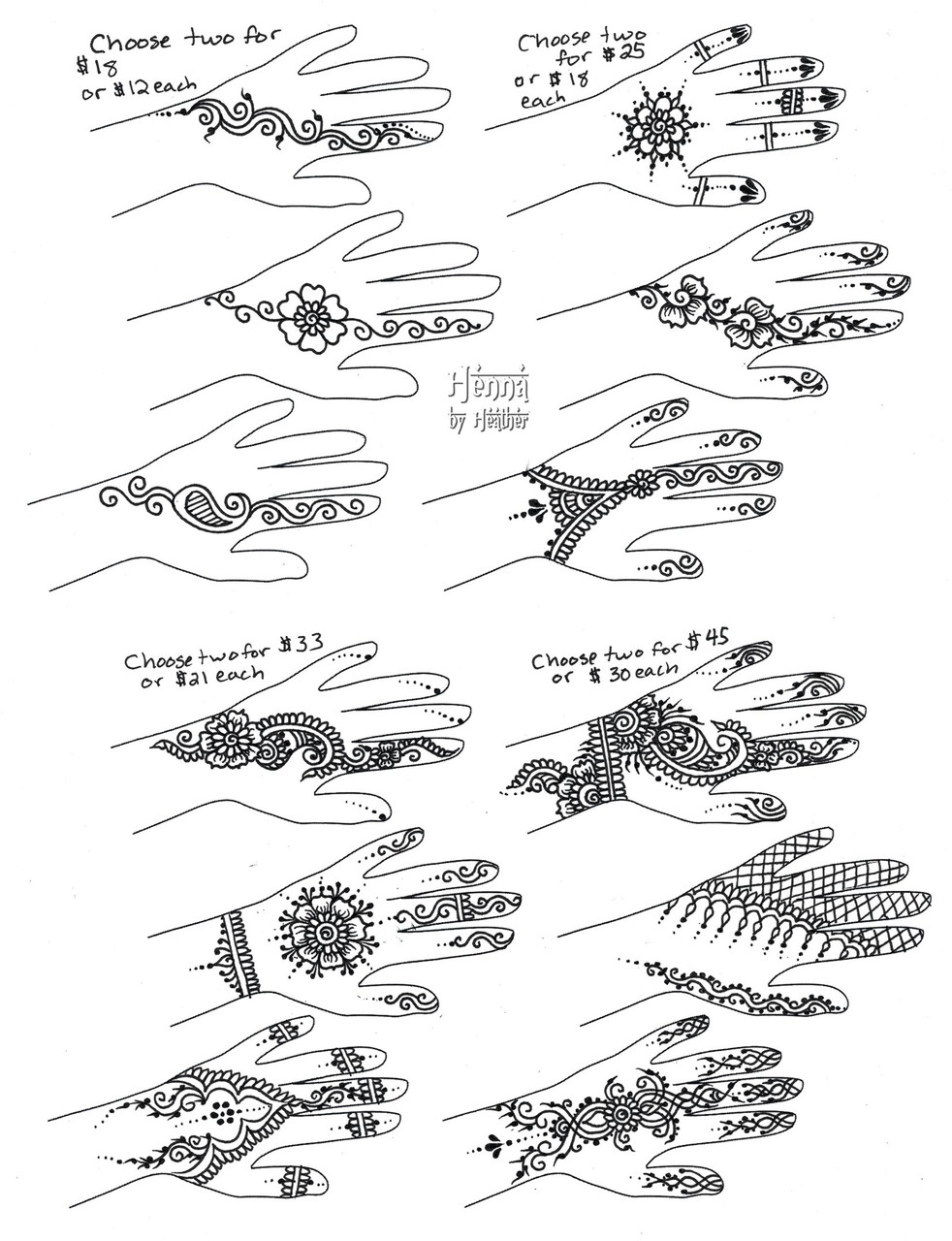 Chaand Raat Sample Henna Mehndi Designs Template For Drawing 