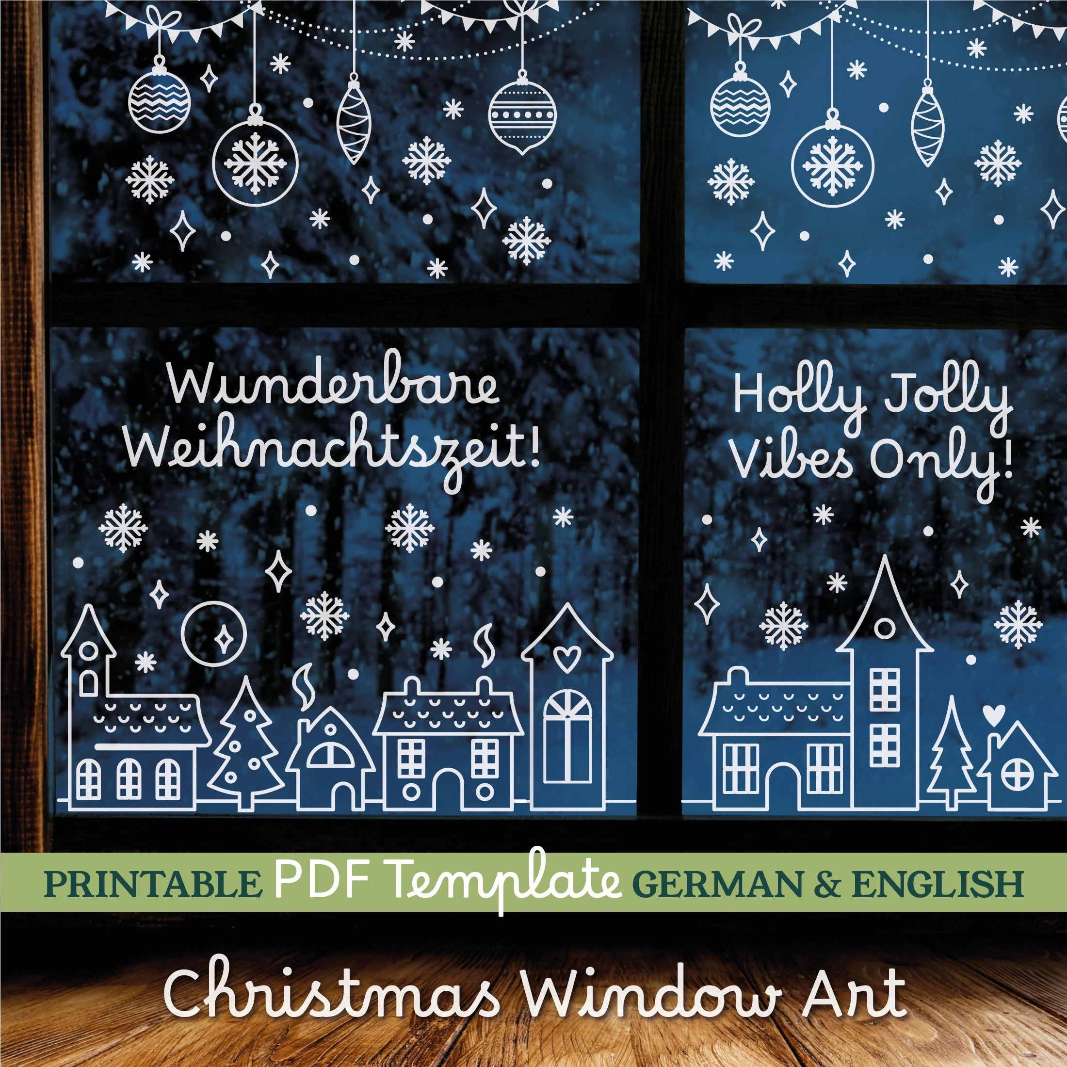 Christmas Window Drawing Templates Etsy