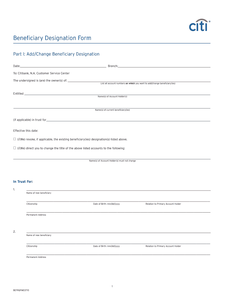 citi befrqfme0710 form fill online printable fillable blank