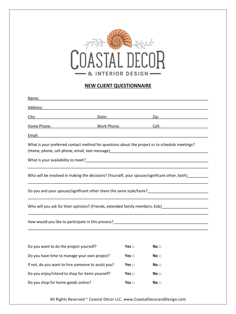 Interior Design Printable Form Templates
