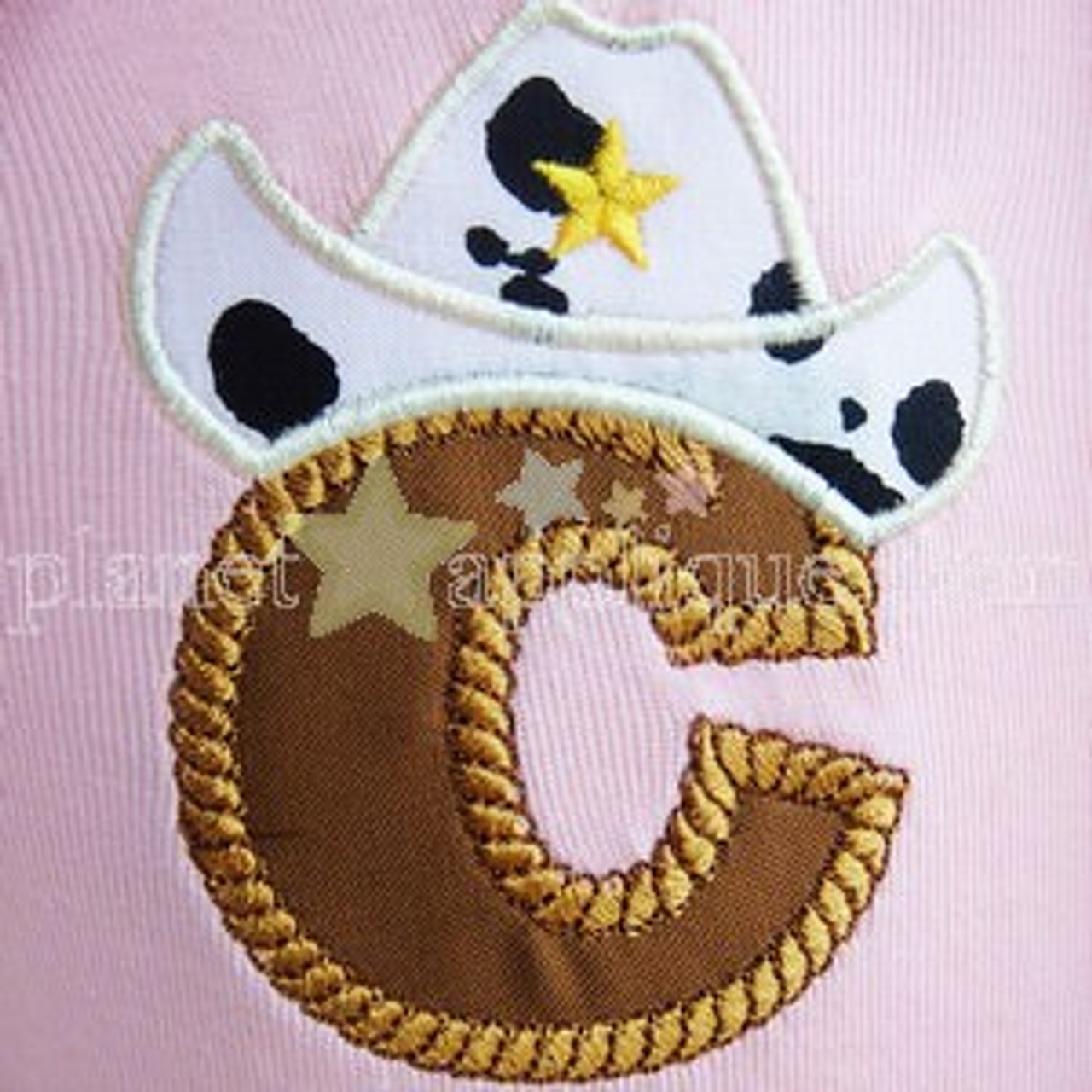 Cowboy Applique Alphabet Embroidery Machine Design
