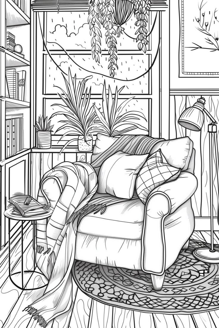 Interior Design Coloring Pages Printable