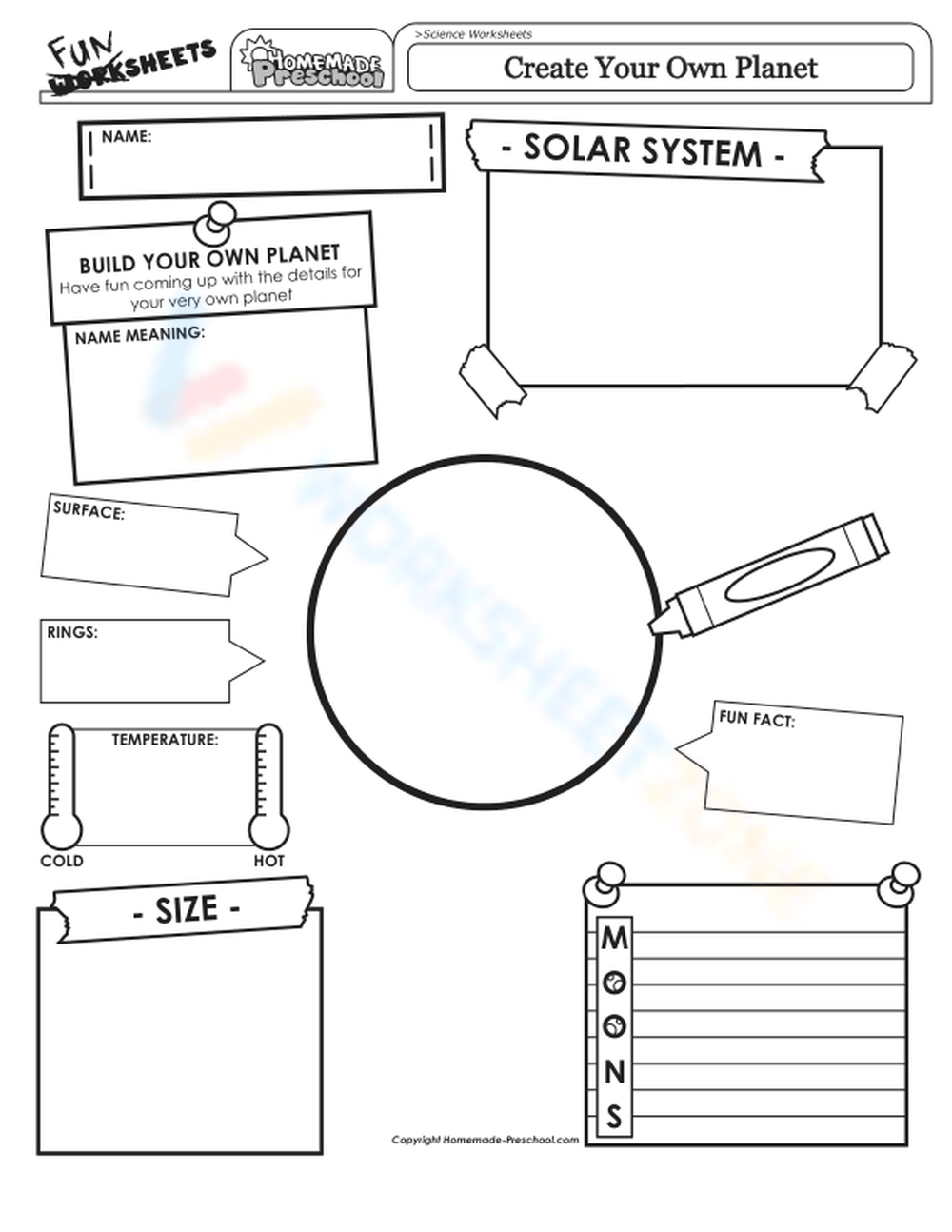 Create A Planet Spark Creativity Worksheet