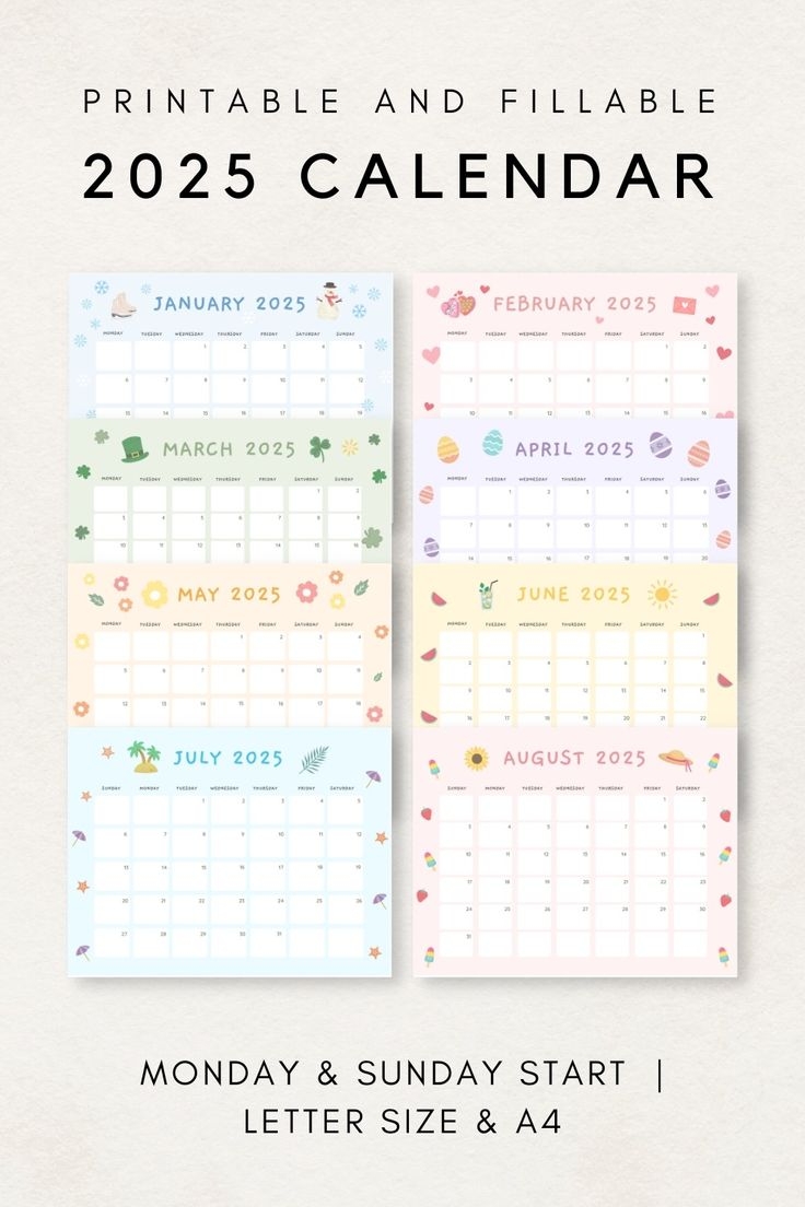 Cute 2025 Calendar Printable Monthly Calendar 2025 Monthly 
