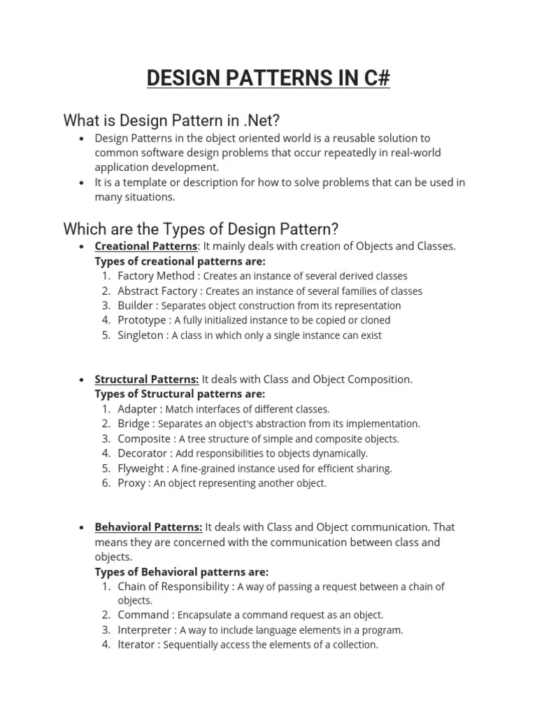 Programming Design Pattern Printable